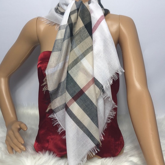 Beige Plaid Scarf Wrap Pashmina - Picture 3 of 8
